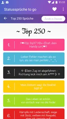 Status Sprüche & Zitate to go android App screenshot 2